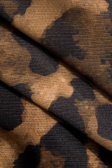 Leopard Print Mesh Lace Long-Sleeve Shirt