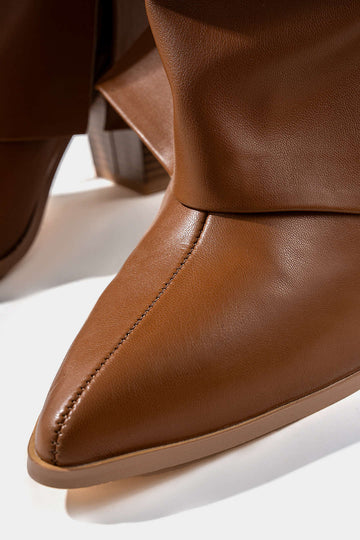 Leather Pointed Knee High Boots