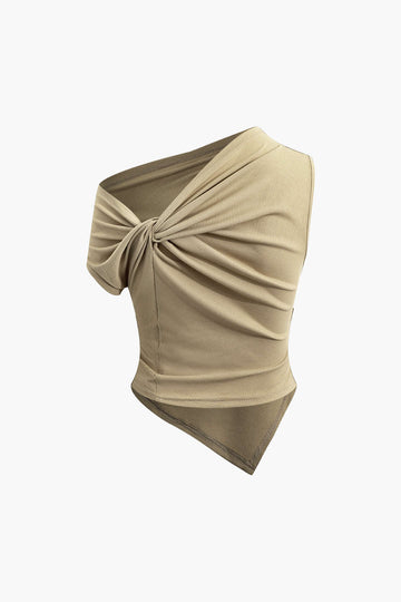 Asymmetrical Twist Top And High Waist Maxi Skirt Set