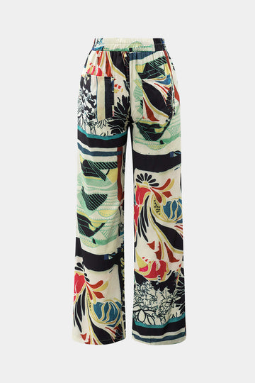 Bloemenprint broek met hoge taille en rechte pijpen