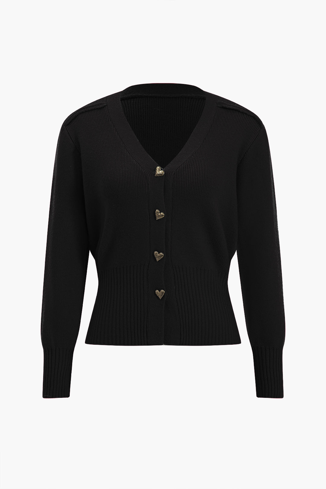 V-Neck Shaped Button Long-Sleeve Top