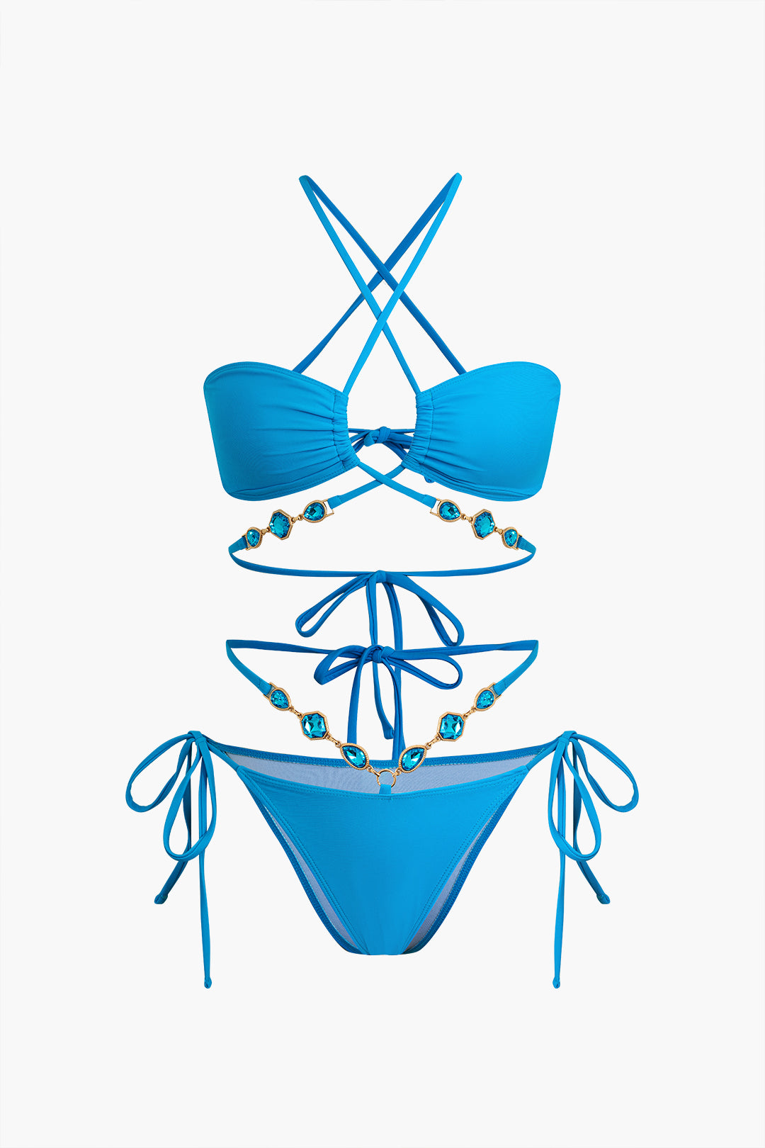 Jewel Embellished Strappy Bikini Set
