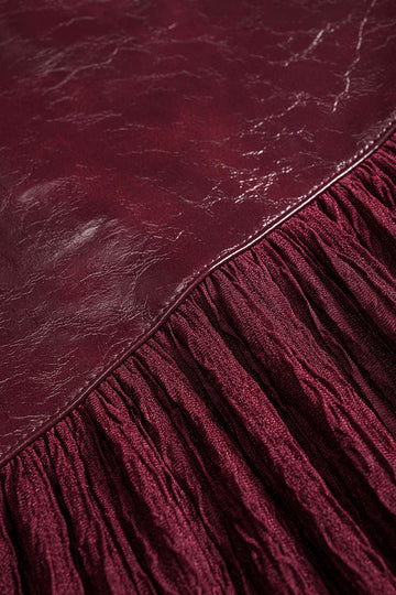 Faux Leather Patchwork Button Sleeveless Mini Dress