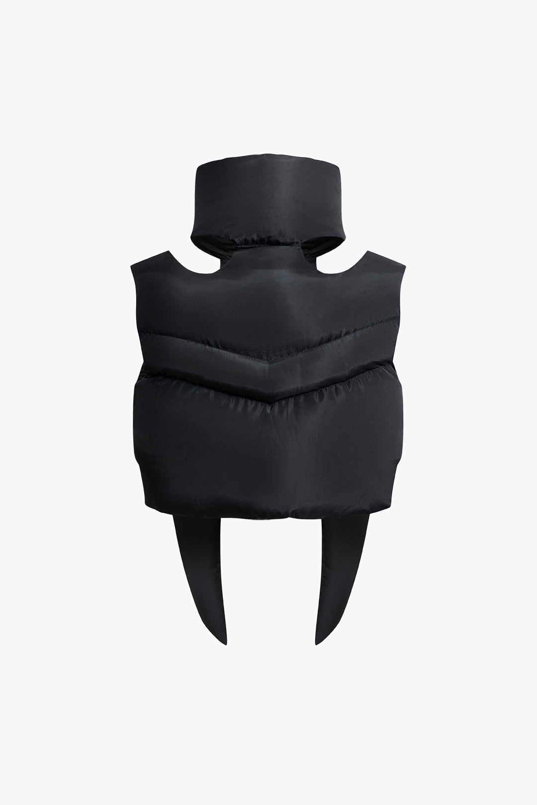 Cut Out Sleeveless Stand Collar Zipper Puffer Vest