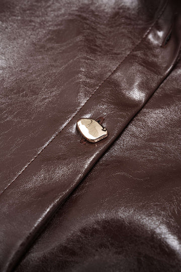 Faux Leather Button Asymmetrical Cropped Jacket And Sleeveless Ruched Dress Set