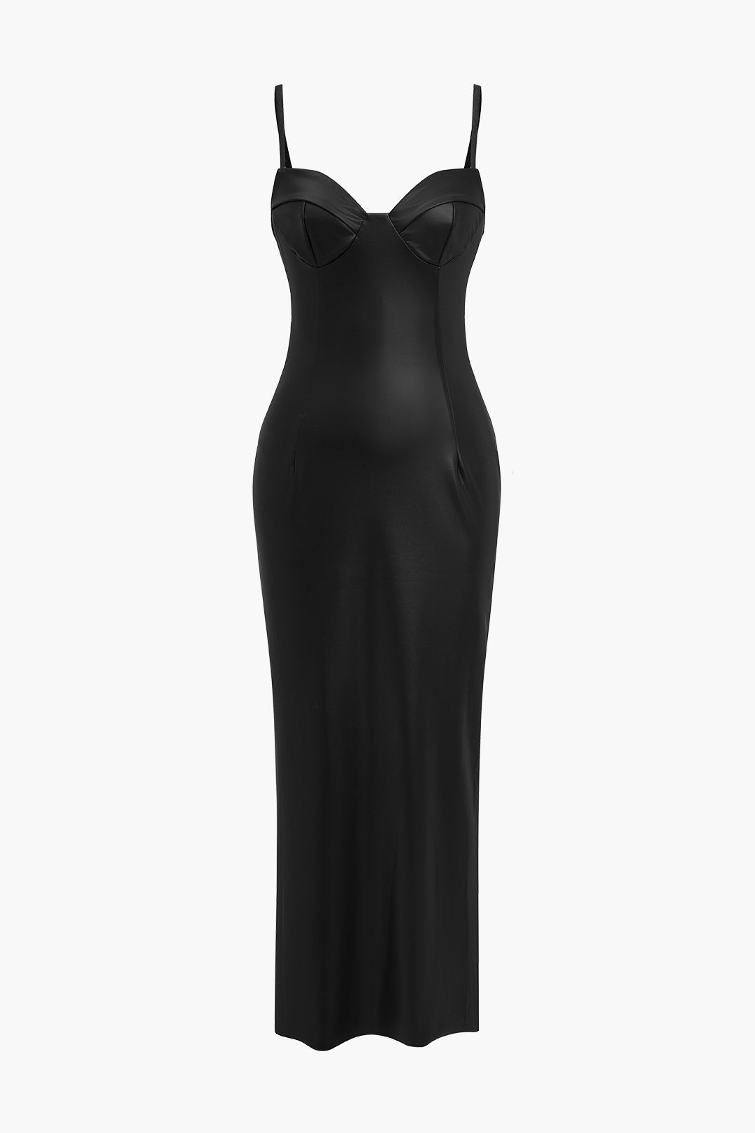 Faux Leder Bustier Slip Midi Kleid