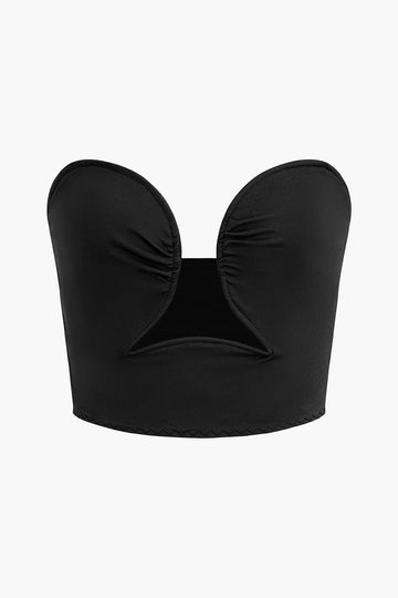 Ruched Open Back Crop Tube Top