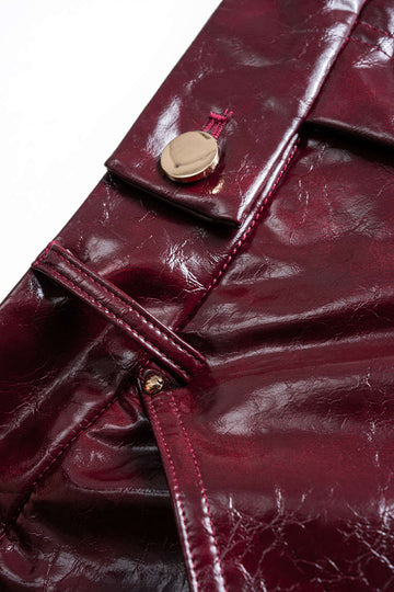 Faux Leather Button Shorts