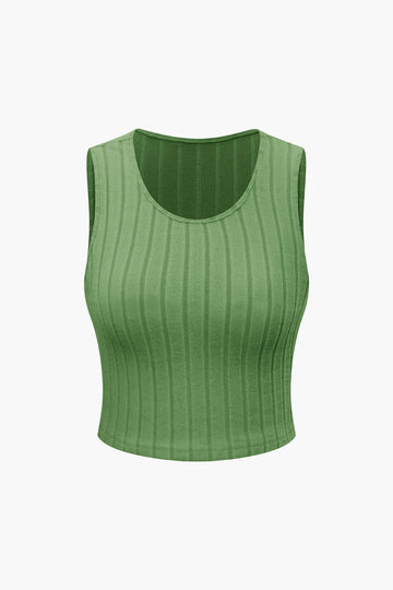 Basic solid strik tanktop og bukser med høj talje