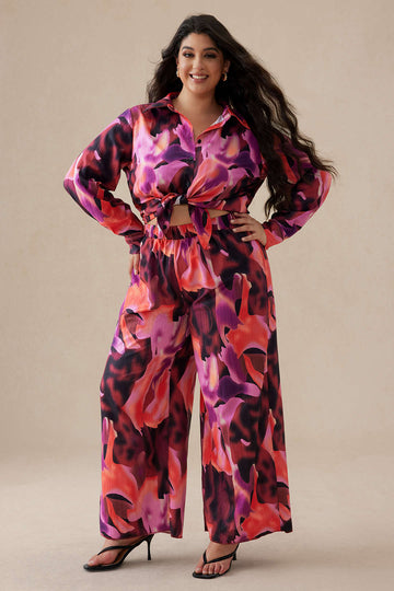 Plus Size Illusion Pattern Print Trousers