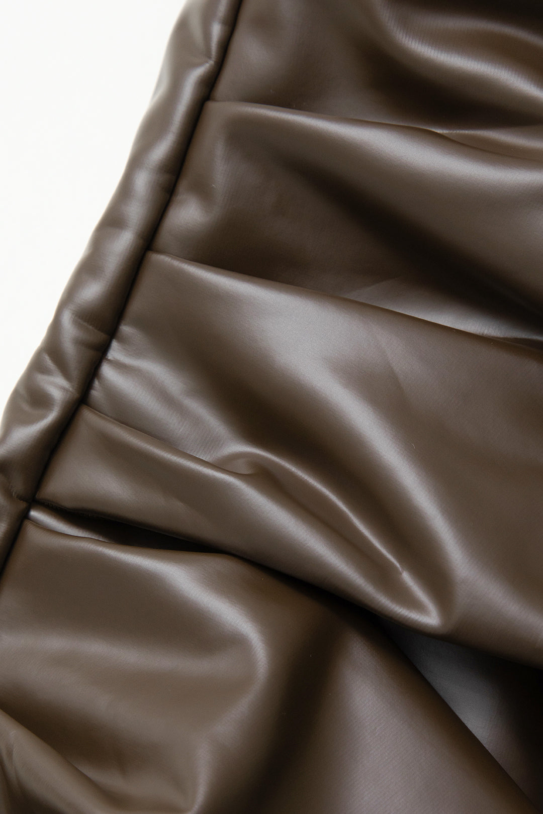 Faux Leather Wrap Sleeveless Ruched Slit Midi Dress