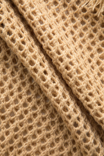 One Shoulder Fringe Openwork Knit Dress