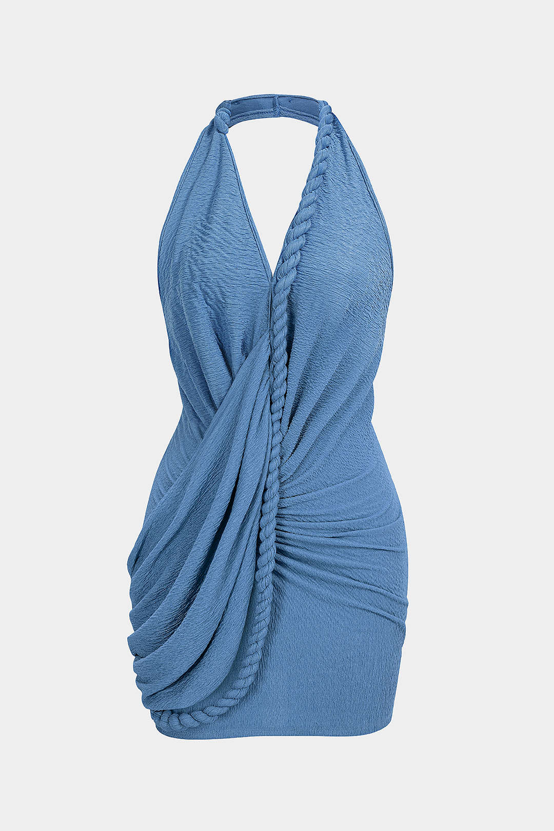 V-Neck Asymmetrical Twist Knot Ruched Backless Sleeveless Mini Dress Micas V-Neck Asymmetrical Twist Knot Ruched Backless Sleeveless Mini Dress Micas