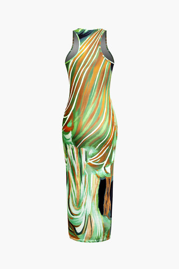Abstract Print Tank Midi Dress