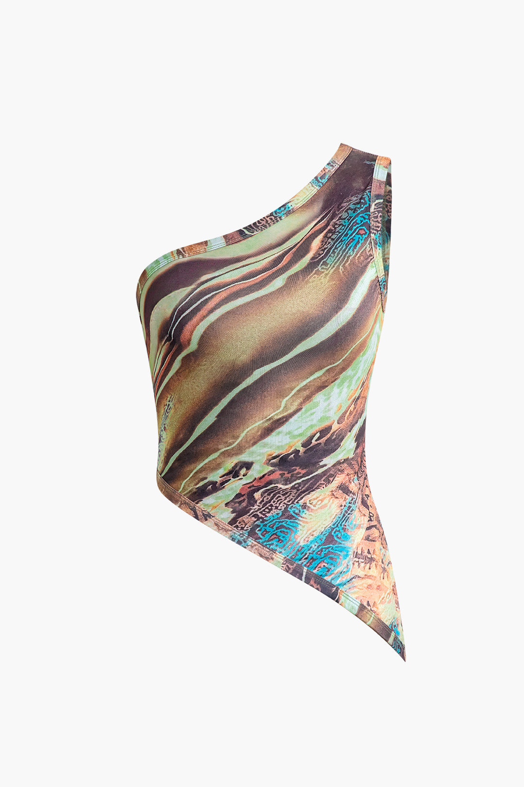 Abstract Print One Shoulder Tank Top – Micas