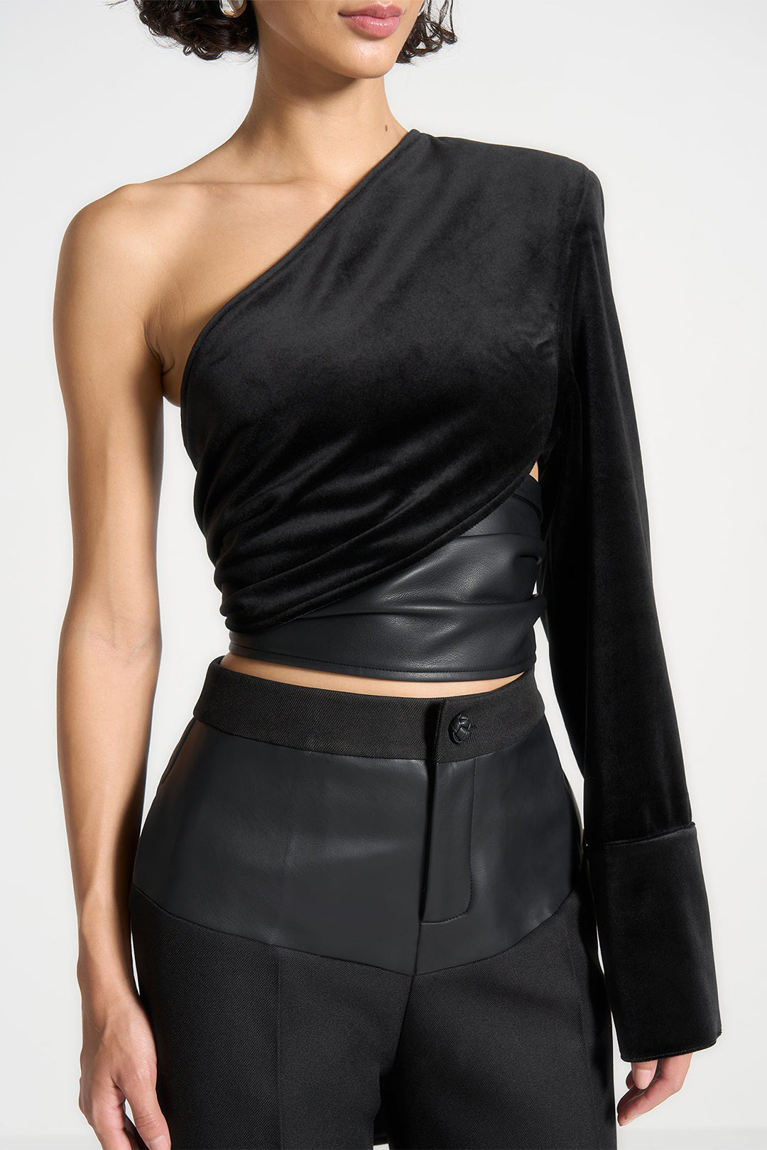 OneSleeveVeganLeatherandVelourWrapTop-Black3.jpg