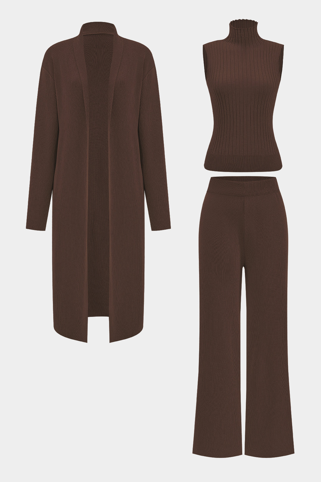 Knit Tank Top And Cardigan And Pants Set