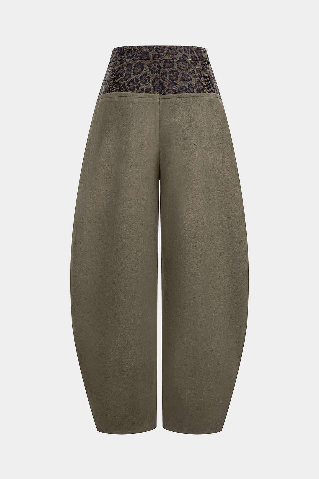 Leopard Snake Skin Print Faux Leather Suede Patchwork Wide Leg Pants