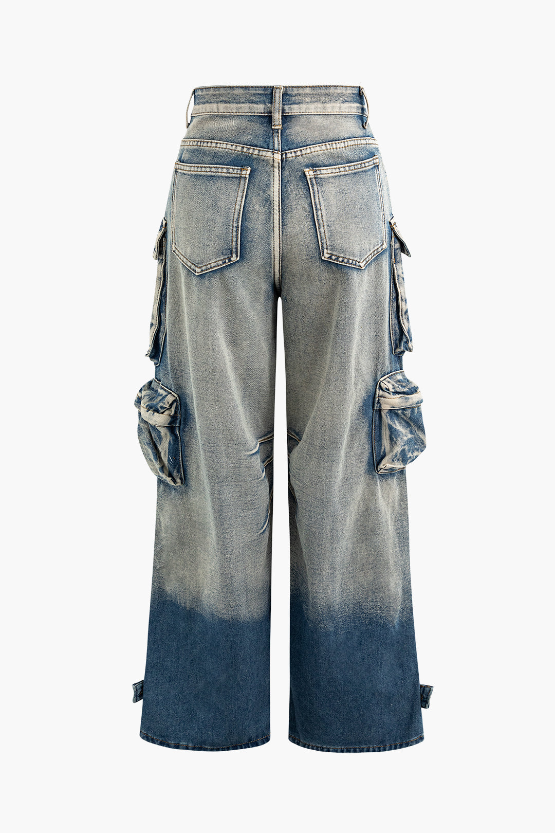 Distressed wide-leg cargo jeans