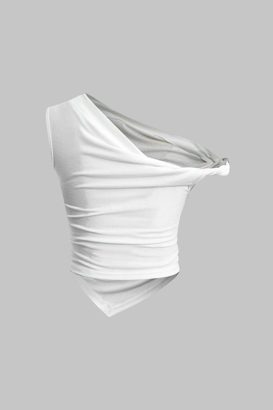 Basic Asymmetrical Twist Ruched T-paita