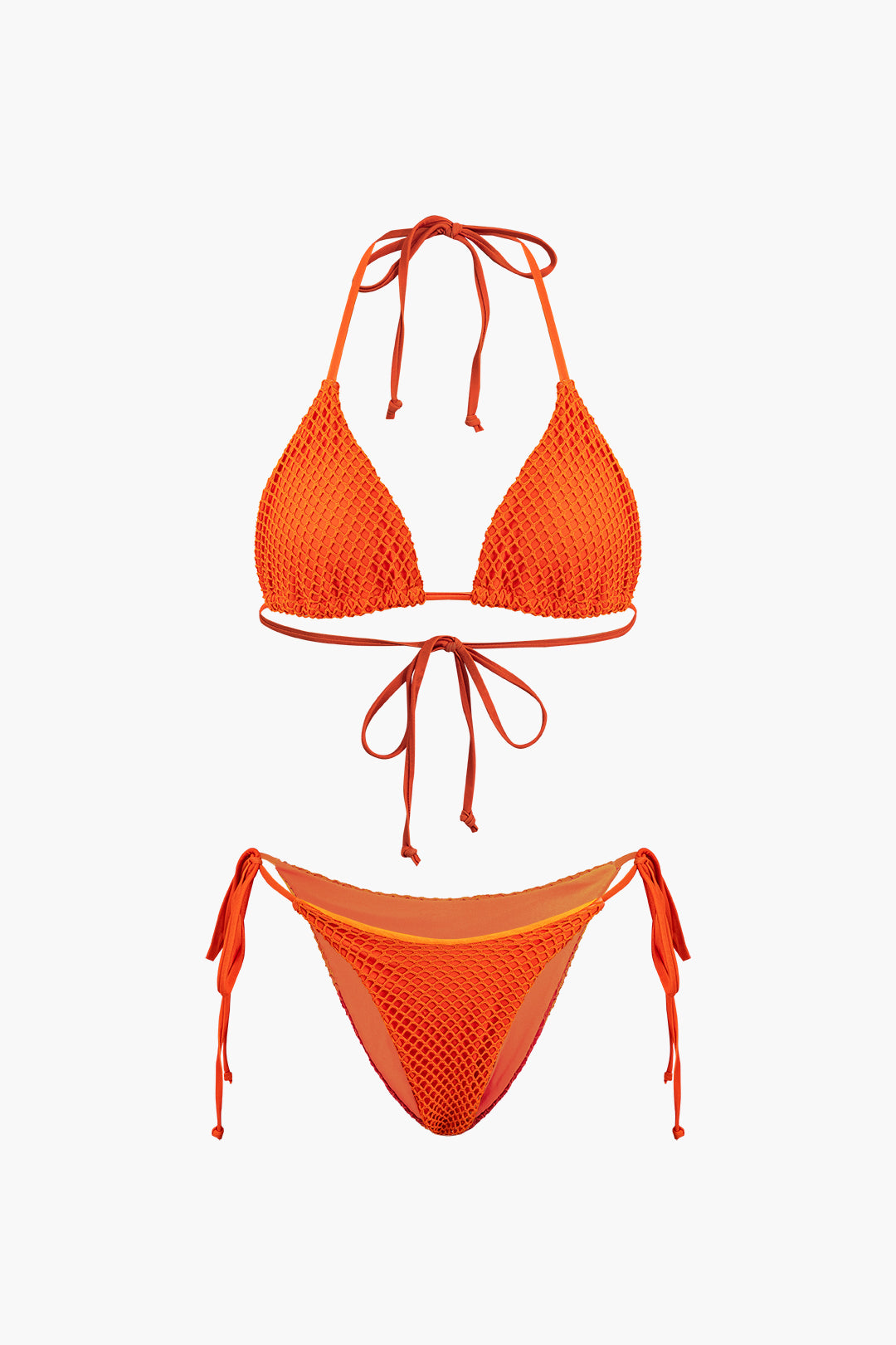 Halter Mesh Wrap Cover Up Three-Piece Bikini Set