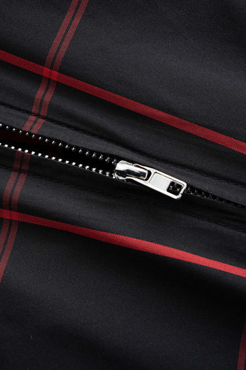 Plaid Print Wrap Long-Sleeve Top