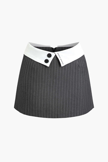 Stripe Print Color Block High Waist Skirt