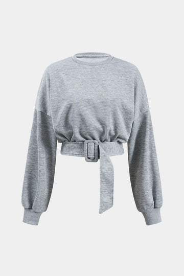 Ronde nek riem met lange mouwen sweatshirt