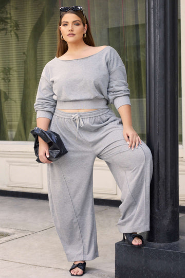 Plus Size Asymmetrical Neck Long-Sleeve Shirt