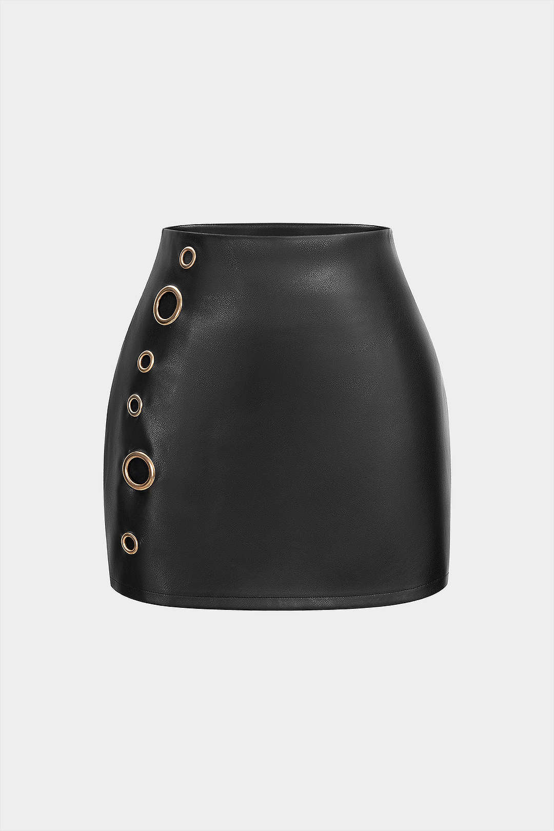 Faux Leather Eyelet Skirt