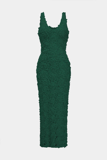 Appliques V-neck Slit Maxi Dress