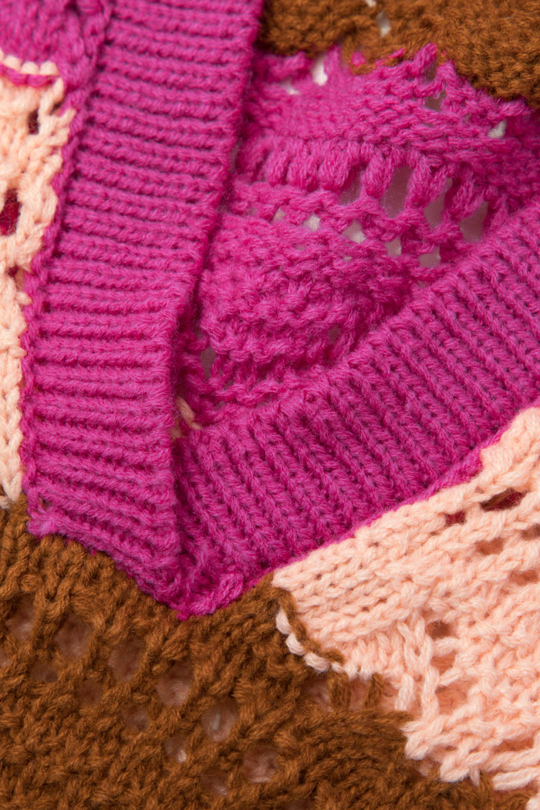 Multicolored Stripe Crochet V-neck Knit Top