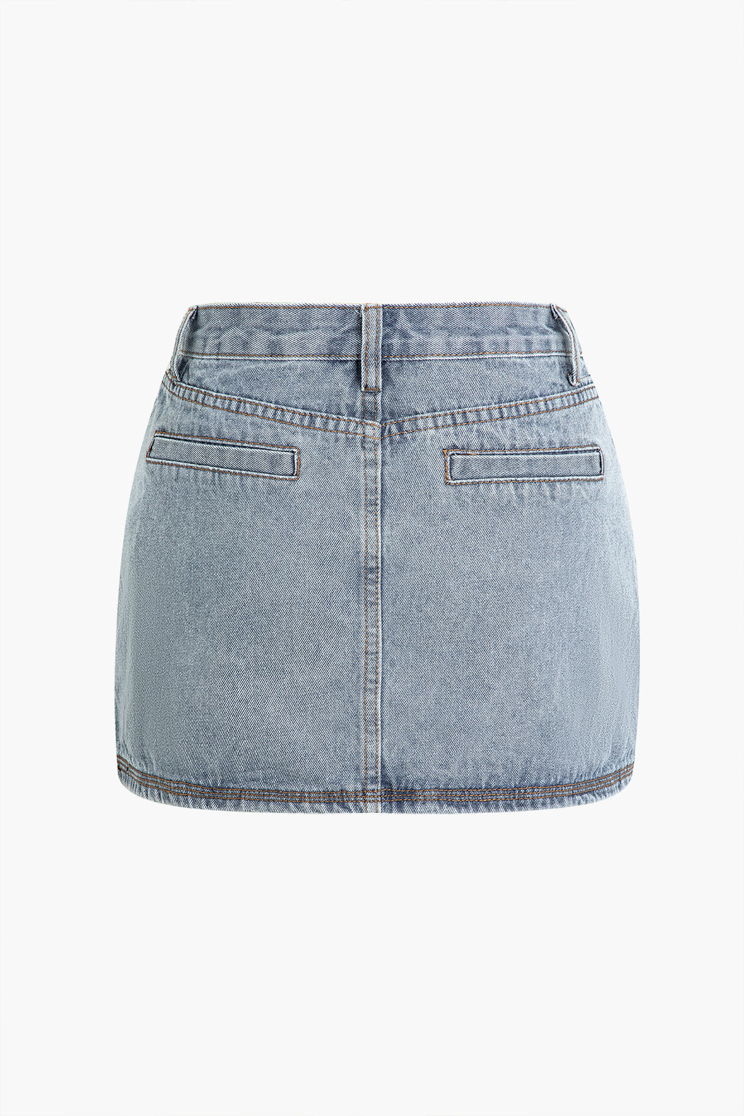 Faded Flap Pocket Cargo Denim Mini Skirt