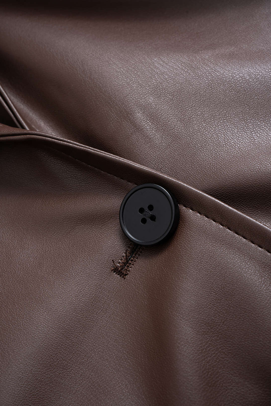 Notched Lapel V-Neck Faux Leather Blazer