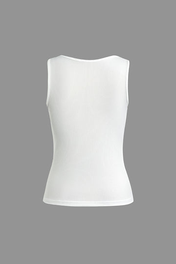 Solid Asymmetrical Cut Out Tank Top