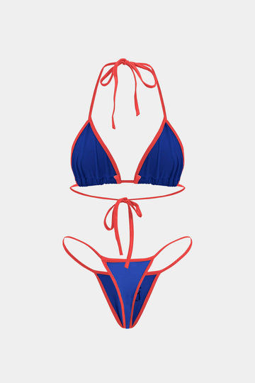 Jamaika gesticktes Kontrast Bikini Set