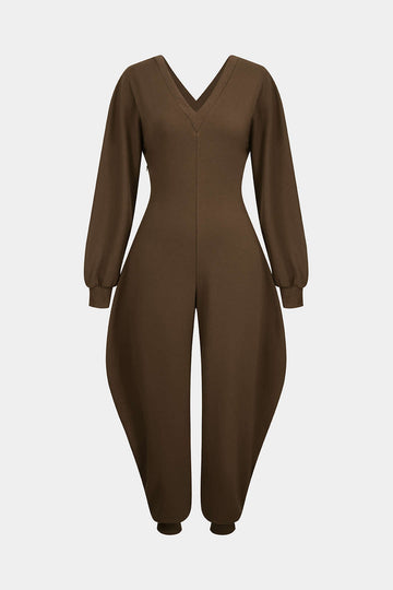 V-Neck Long Sleeve Jumpsuit