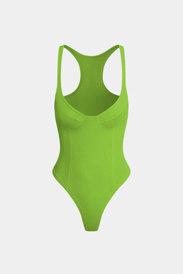 Bażiku Solidu Deep-V Neck Bustier Bodysuit