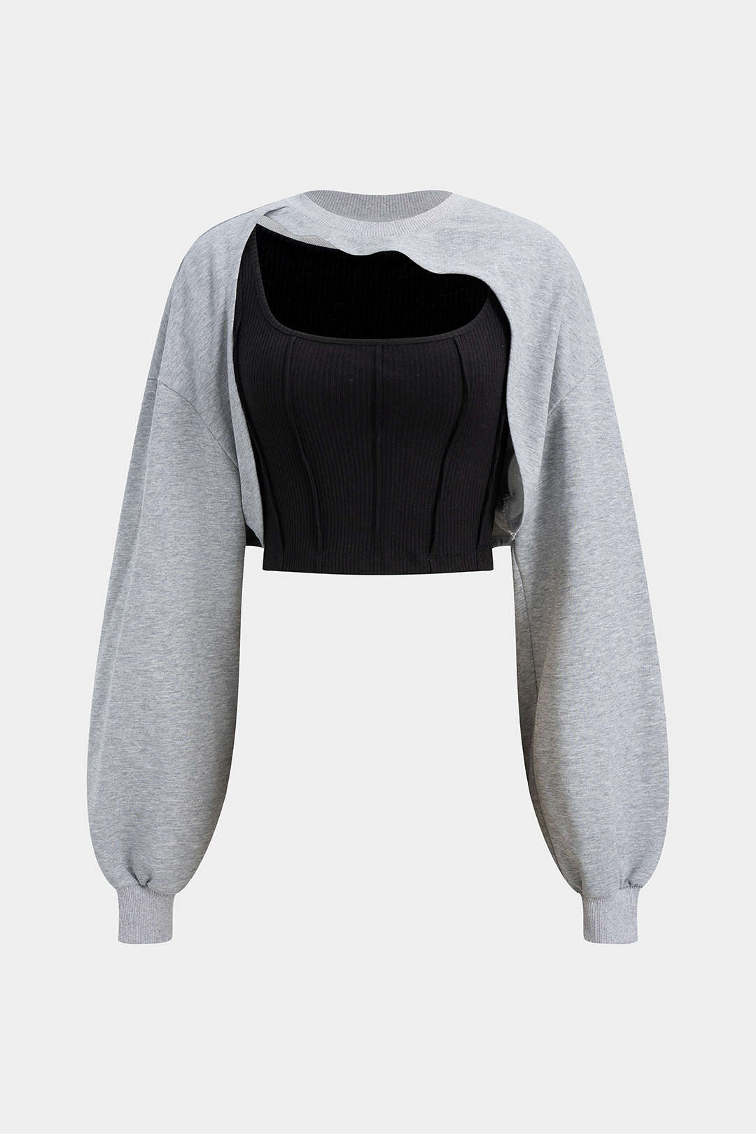 Contrast Asymmetrical Long Sleeve Sweatshirt