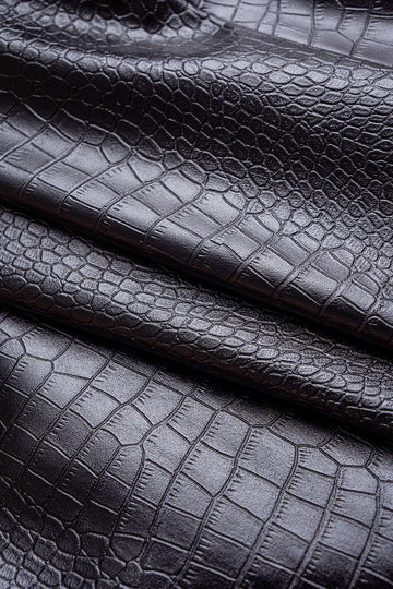 Crocodile Print Faux Leather V-Neck Pocket Jakcet