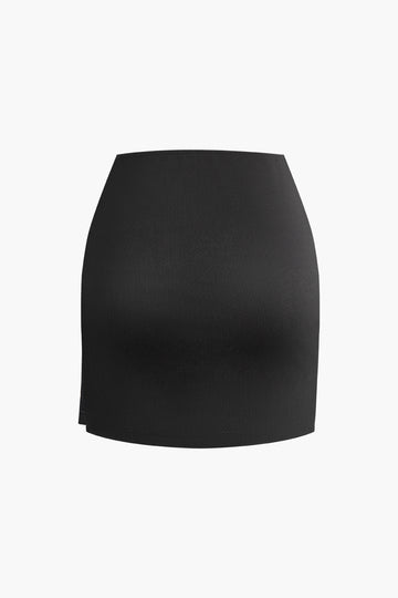 Asymmetrical Top And Split Mini Skirt Set