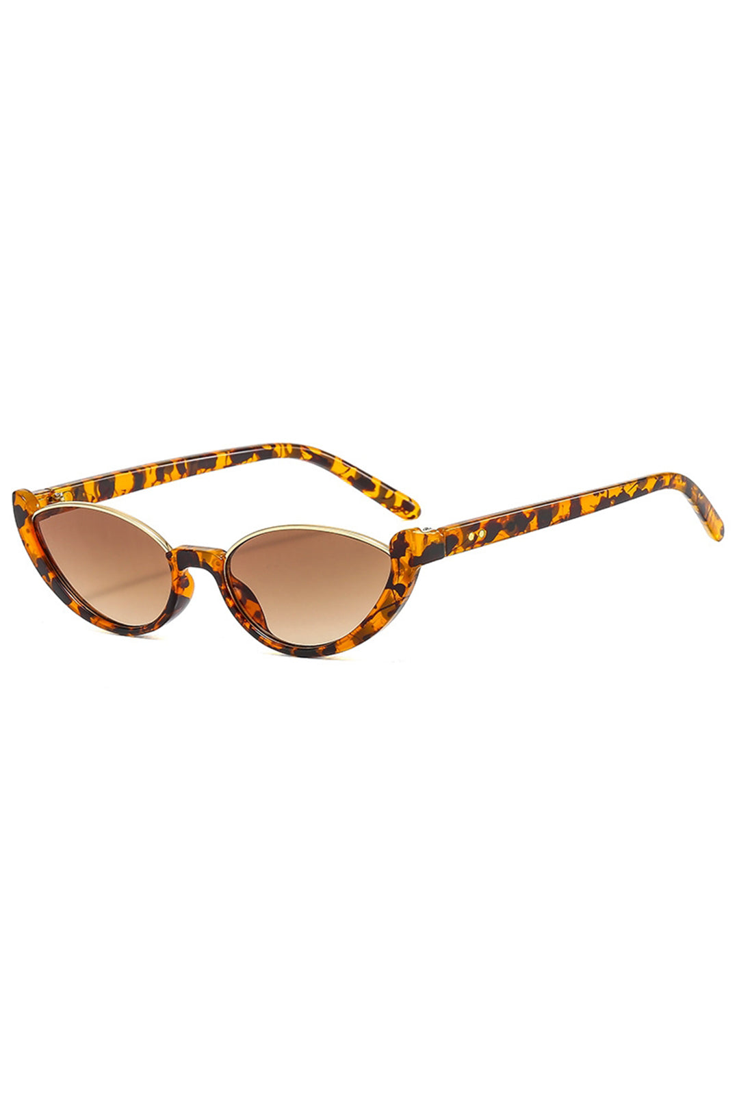 Leopard Cat Eye Half-rim Oval Sunglasses