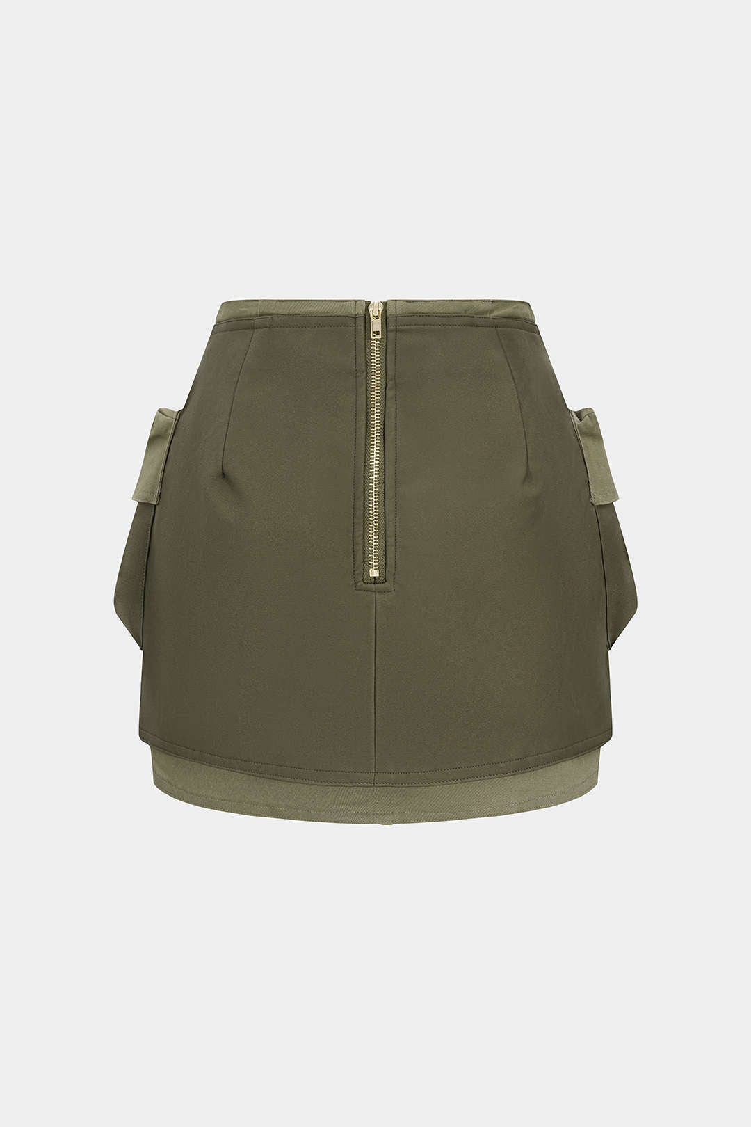 Faux Leather Contrast Pocket Skirt