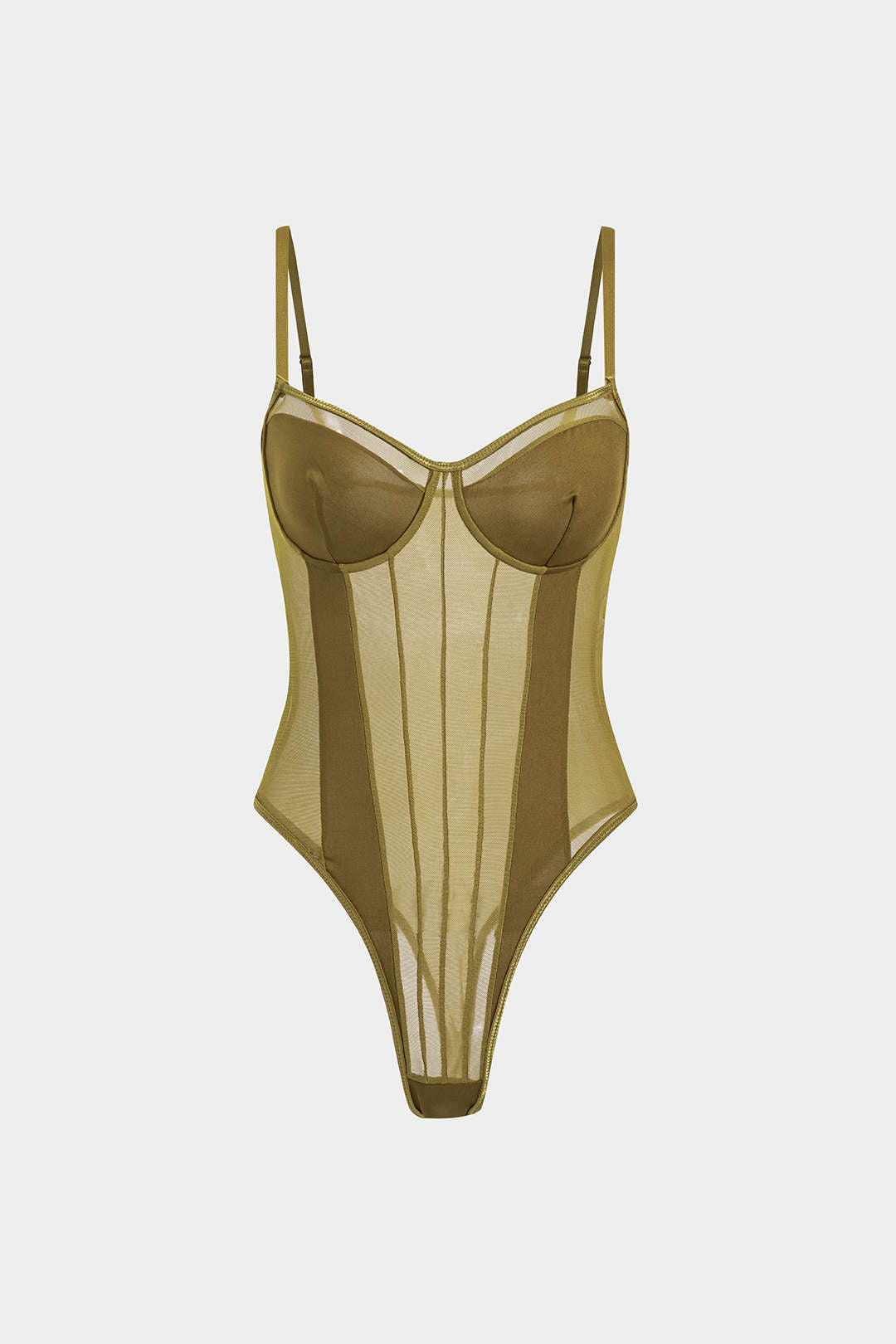 Mesh Backless Sheer Patchwork Corset Slip Bodysuit