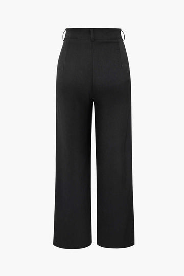 Draped Wrap Straight Leg Suit Pants