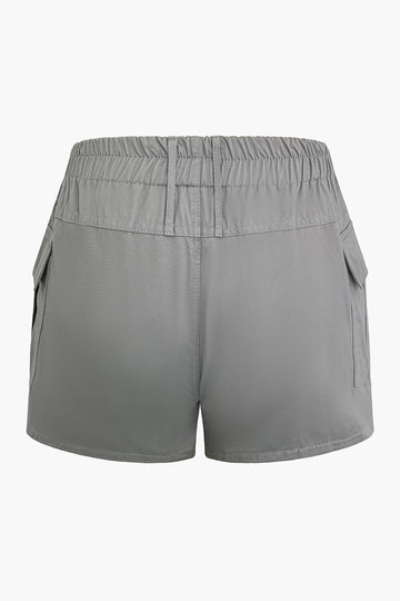 Solid Flap Pocket Cargo Shorts