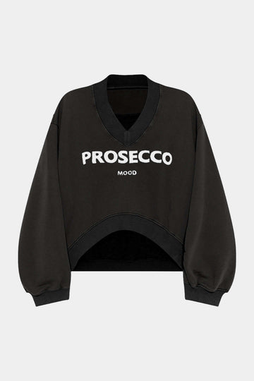 Letter Print Patchwork V-Neck Long Sleeve Sweatshirt