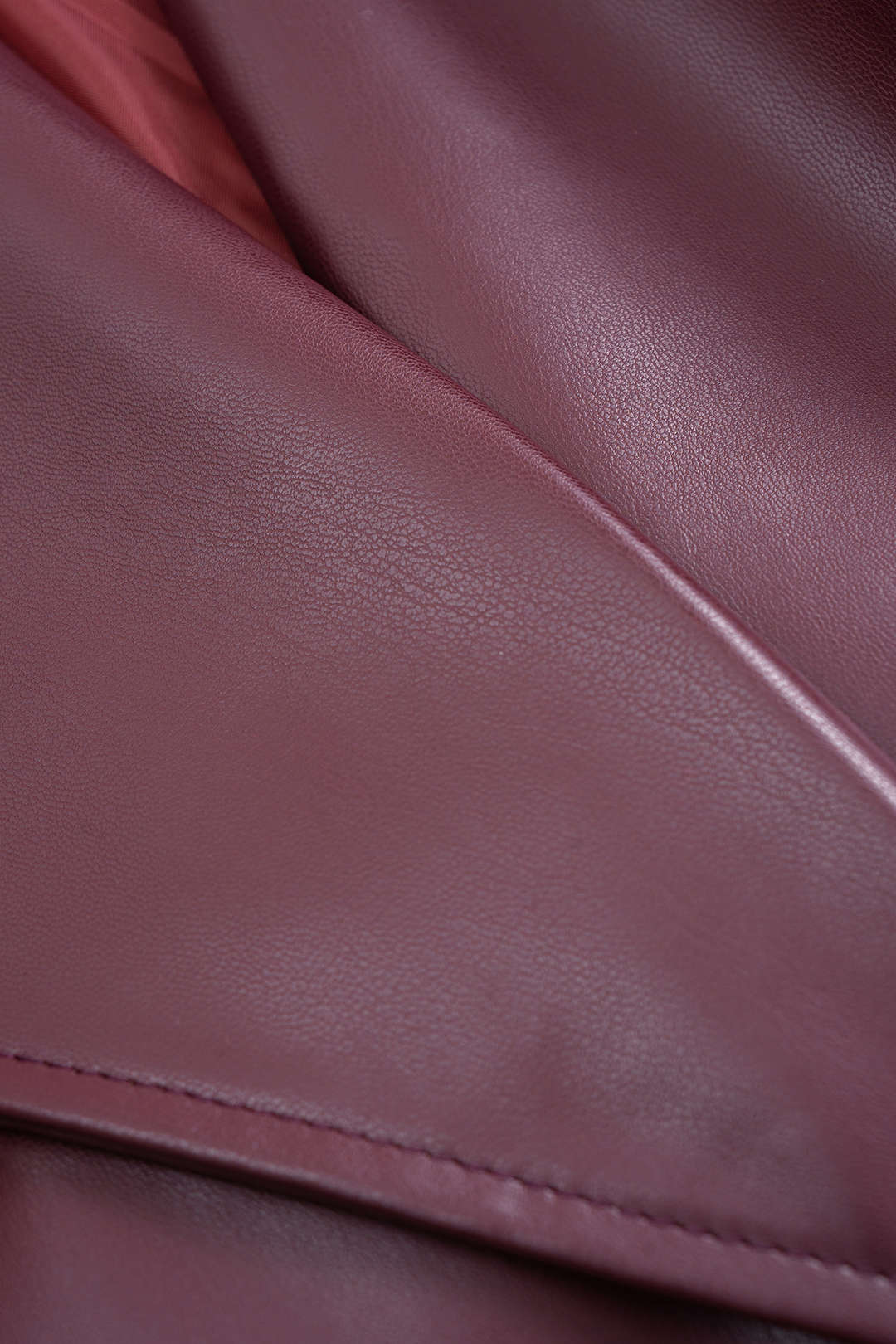 Faux Leather Tie-Up Coat