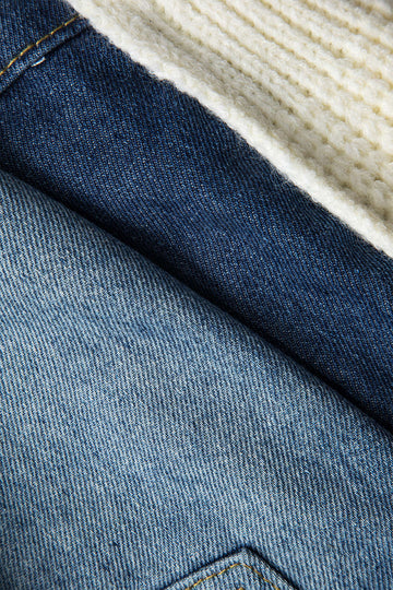 Solid lynlås detalje Patchwork sweater cardigan