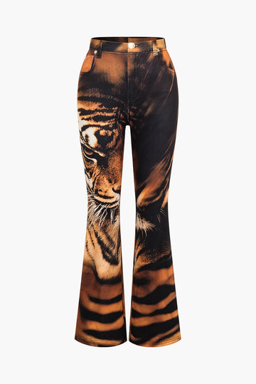 Tiger Print High Waist Trousers